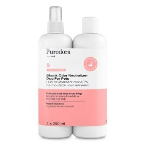 Duo Shampooing neutralisant d'odeur moufette pqt 2x250 ml, Purodora Lab