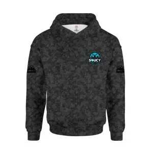 Hoodie Camo Noir Logo Bleu