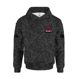Hoodie Camo Noir Logo Rose
